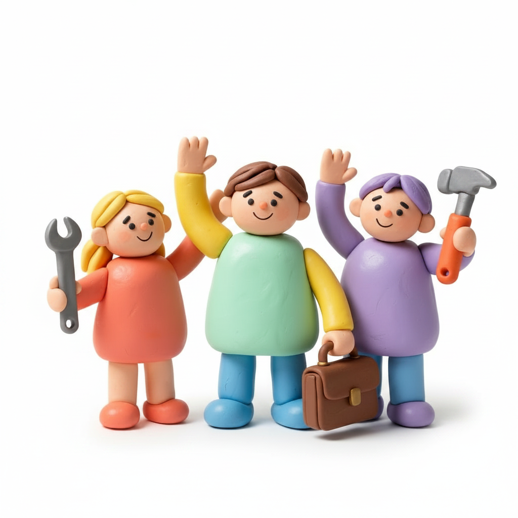 Clay team waving
